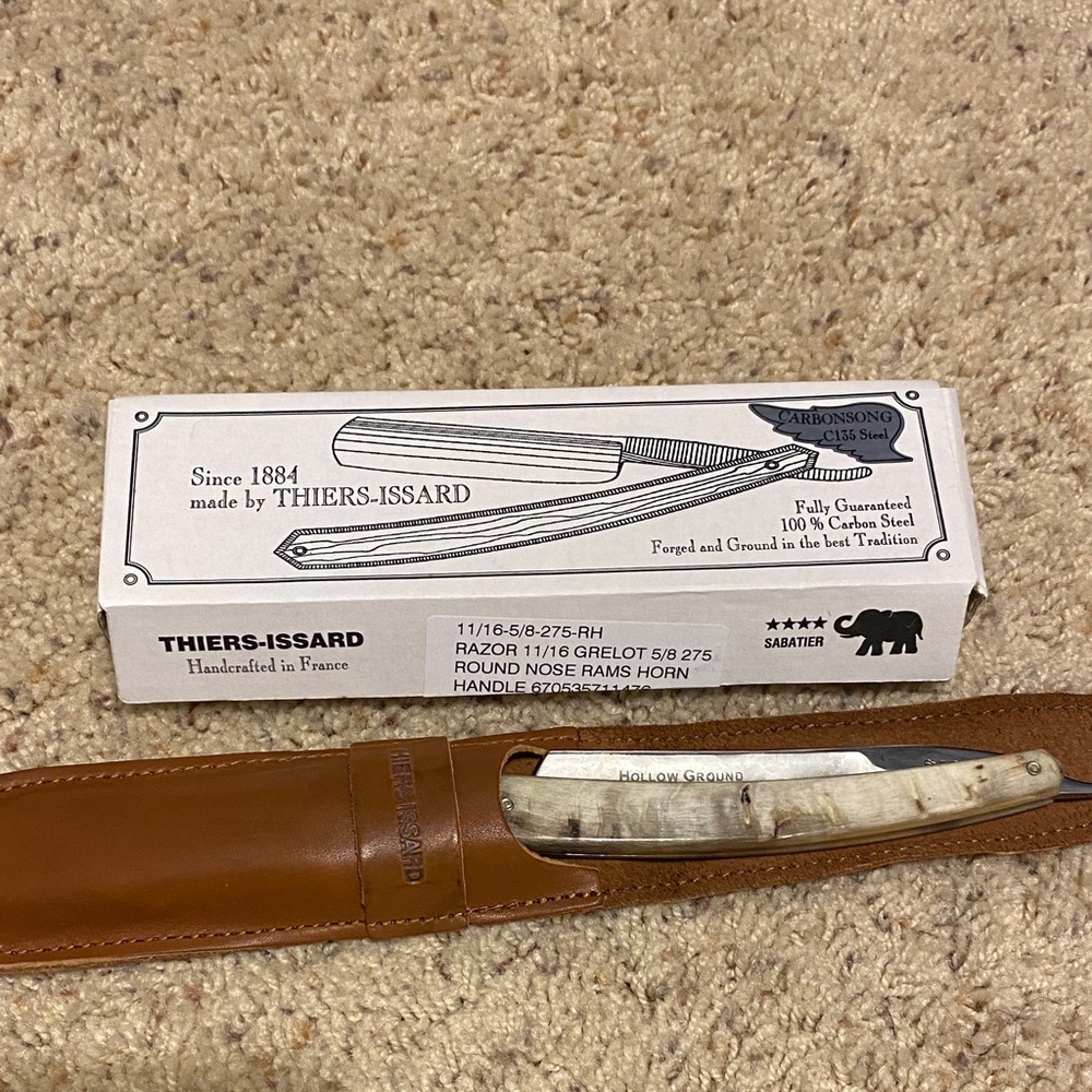 Straight Razor with Brown Leather Case